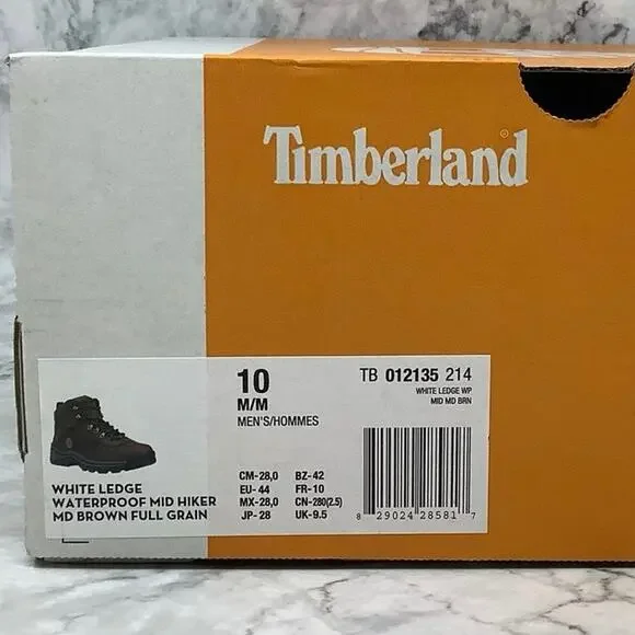 Timberland 10M Brown Full Grain White Ledge Waterproof Mid Hiker Boots P1-24 - Picture 8 of 9